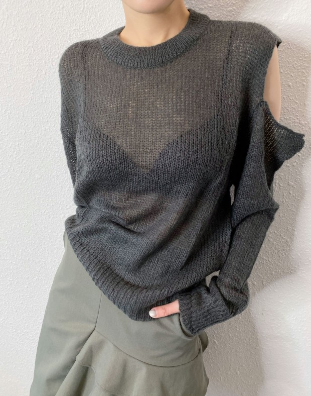 Charcoal Destroyed Knit #250330